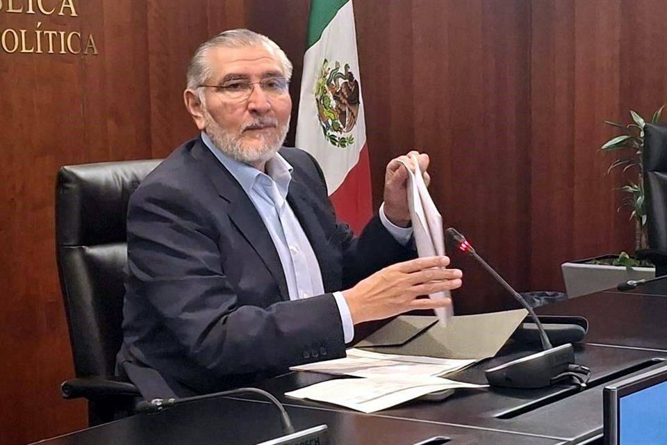 Adán Augusto López afirma haber pagado 22.8 millones de pesos de ISR, pero no detalla origen de ingresos
